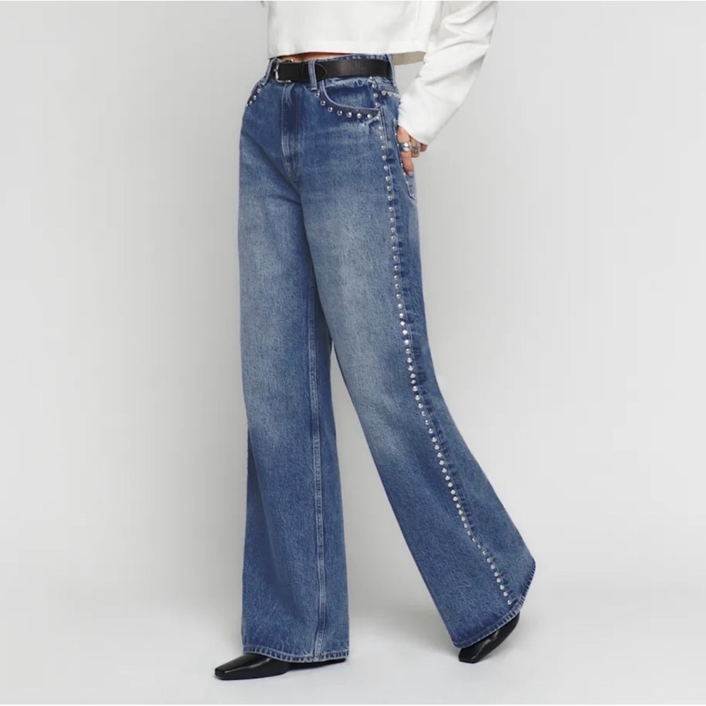 Reformation Cary High Rise Slouchy Wide Leg Jeans Blue - Size 30